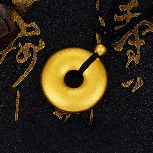 Canxian Shenzhen Shuibei Gold Store Ancient Method Ping An Buckle Pendant Gold-coated Silver Transfer Bead Necklace Braided Pendant for Men and Women Couples Ping An Buckle + 1 Gold Bead Black Rope 1 Gram of Gold