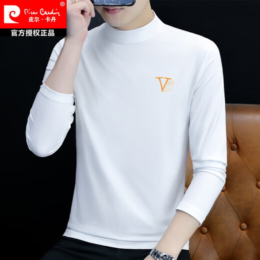皮尔卡丹（pierre cardin）高端男装2025棉半高领打底衫男士长袖T恤纯色中领夏季内衣t恤外穿 官方品牌旗舰LH-YPC6187炭灰色 M 【建议100-115斤】