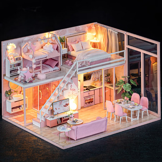 Jugar a la casa TOMA COCENIENCIA Tienda de la niña para niños Princesa Regalo de cumpleaños Mini Mini Simulación Simulación Villa Baby Time + Light + Hool Glue + Cover