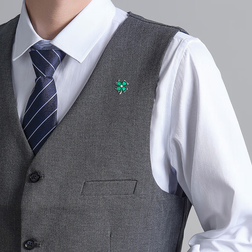 诗筠（SHIJUN）高端胸针奢侈品牌高级感2025新款西服男士精致时尚 锆石四叶草胸针[银色]