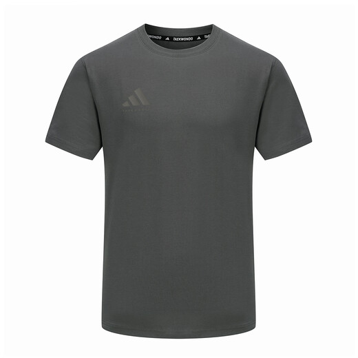 Adidas T-shirt men's summer sports breathable thin loose cotton short sleeves dark gray/light gray XL
