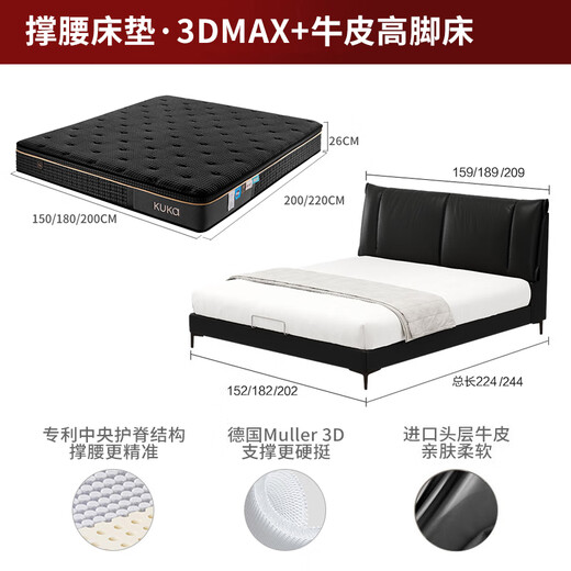 
Gujia Home 3D Support Max Natural Latex Mattress Latex Mattress Spring German Muller 3D M1098 M1098+8055[Extreme Night Black] 1.8*2.0