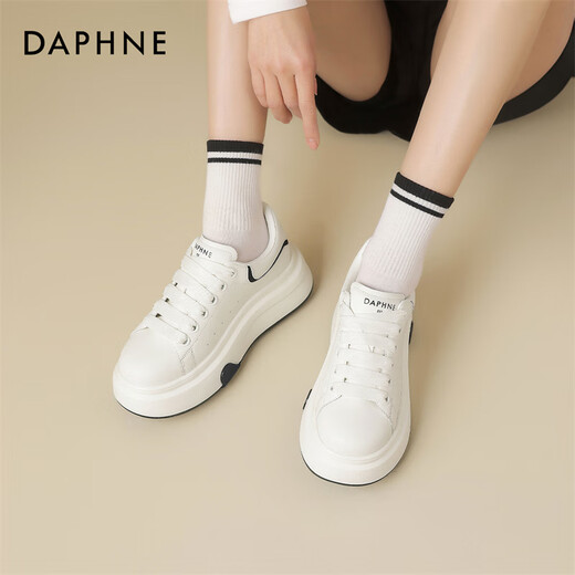 Daphne white shoes, fashionable and versatile sneakers, thick-soled platform shoes, women's sports and casual shoes 4025101066, beige black 38