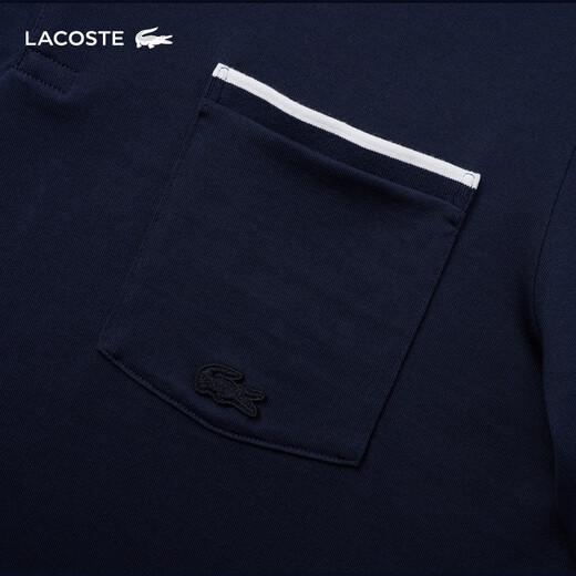 LACOSTE法国鳄鱼男装25春夏新款时尚简约亨利领短袖T恤|TH7022 166/藏青色 L 5