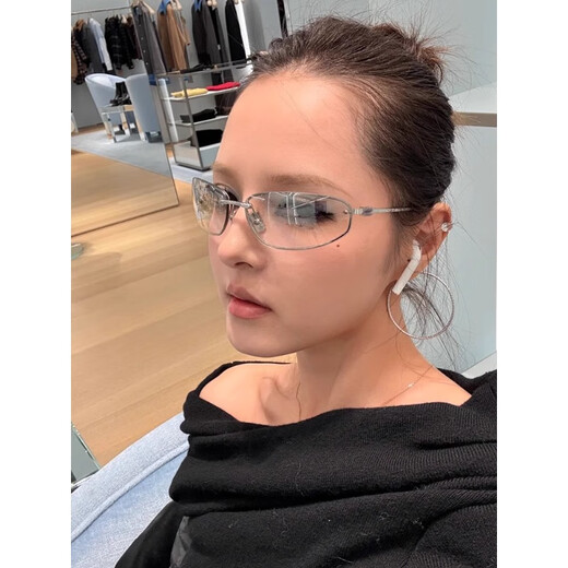Sisyphus Retro Internet Prominente Europäische und amerikanische Sonnenbrille Frauen High-End-Modetrendy Cool Y2K Metal Oval Sonnenbrille UV Schutz Silber Rahmen Weißes Quecksilber Silber