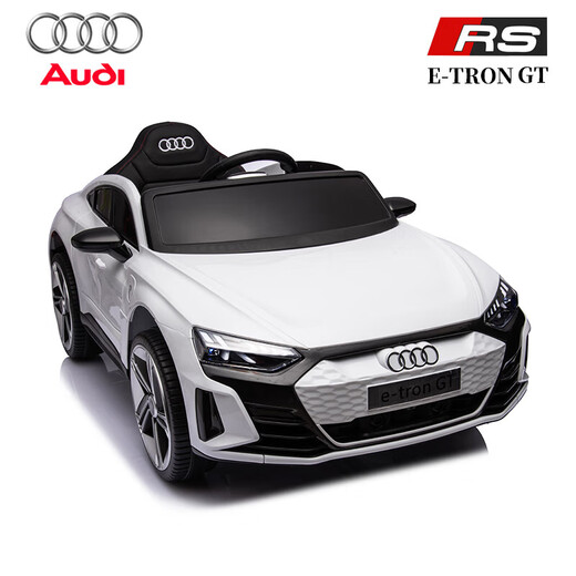 WORK BABY Audi genuine authorized children's electric car four-wheel sit-on remote control toy birthday gift for adults, babies and children, painted white/remote control/soft seat, electric drive