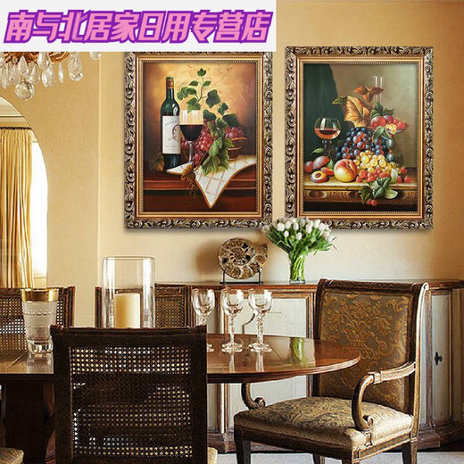 Style européen encadré peinture décorative salle à manger salle à manger table de restauration Entrée entrée encadrée peinture à la maison peinture de peinture à vin de vin peinture à l'huile de verre lj9221