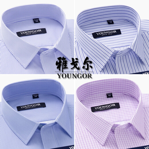 
MAYOR Yager Men's Short Sleeve Shirt Pure Cotton Business Casual Professional Wear Anti-Wrinkle-Free Iron Middle-aged Solid Color Shirt Summer DP#6630 M 170/88A Size 39 Height 165-1