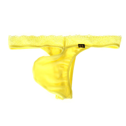 G-STATION Japanese series men's thong high elastic silky milk silk sexy lace pure desire low waist ultra-thin underwear blue 1 pair M (Japanese size is too small)