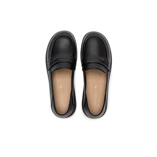 Red Dragonfly Leap Moon Women's Singles Shoes 25 Spring Leather Shoes Round toe Middle-aged and Elderly Casual Mother Shoes WJB15810 Black 38