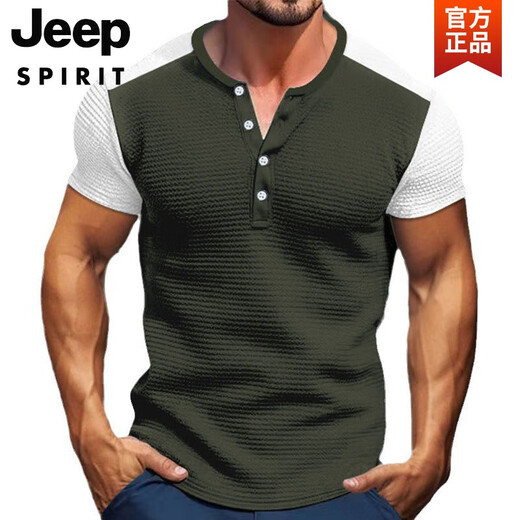 Jeep Spirit Workswear American rétro lourd poids confortable Henry Shirt ami kaji à manches courtes fitness dure