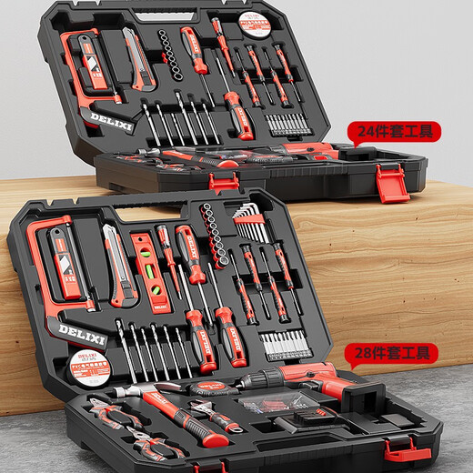 Electrical tool box lithium electrician repair multi-functional household woodworking power tool set 12V ingenious collection 25-piece set