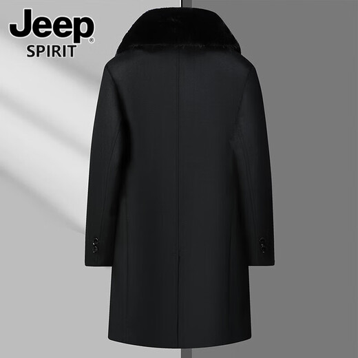 Jeep Spirit Jeep Herren neuer Wolle Plüsch Mantel Winter Trench Coat kann abnehmbare innere Liner lässige Winter Wolljacke Männer Fleece 9802 Schwarz (40% Wolle) 4xl hinzufügen