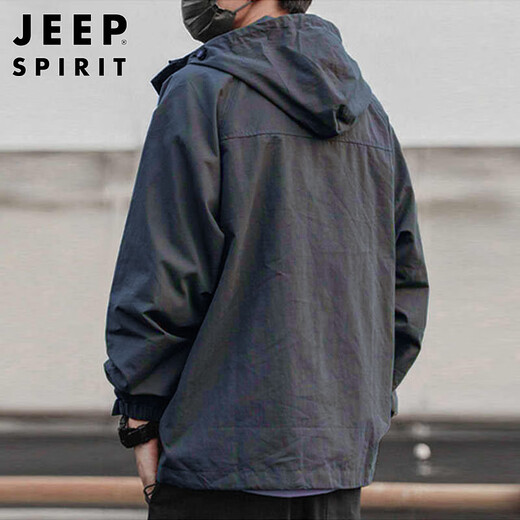JEEP SPIRIT Jeep jacket men's autumn and winter Korean style top loose hooded assault jacket men's gray 2XL