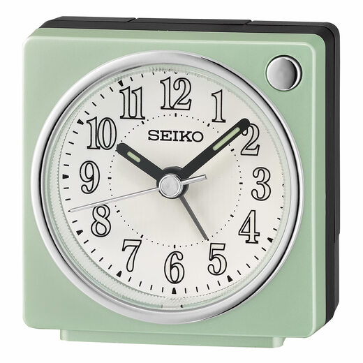 SEIKO 5cm square alarm clock luminous quartz movement silent modern style student wake-up