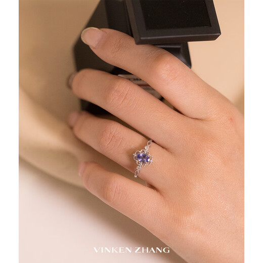 VINKENZHANG retro French light luxury exquisite dreamy blue purple natural tanzanite 925 sterling silver ring ring