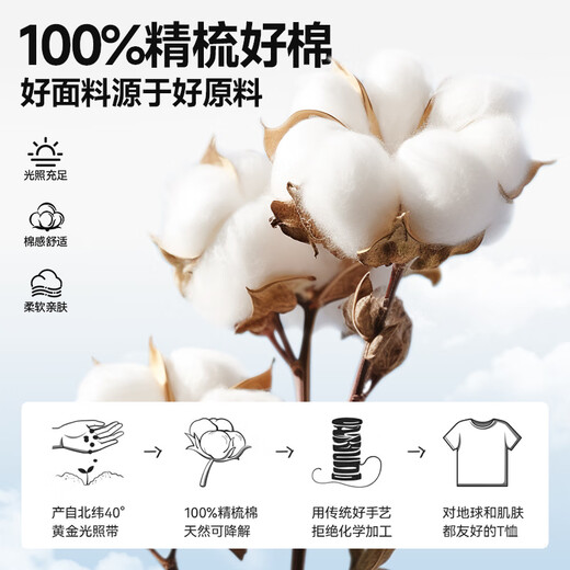 名创优品（MINISO）纯棉白色短袖男新款潮牌男生半袖t恤青少年百搭正肩圆领上衣体恤 白色(浮光笔刷胸标) L /175(30天质量问题全额退)