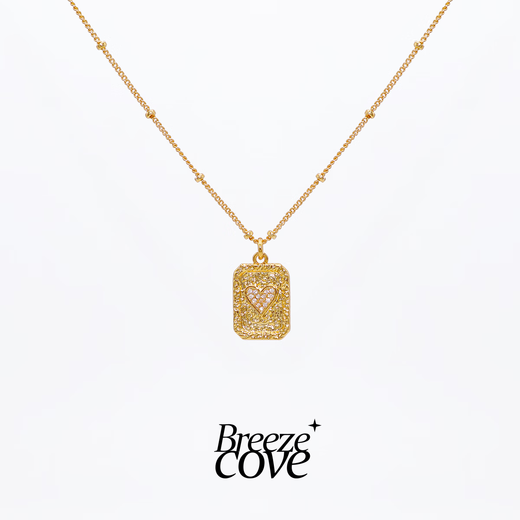 Shien BreezeCove gilt love small fragrance pendant necklace plated with 18K gold texture clavicle chain 18K gold plated model in stock