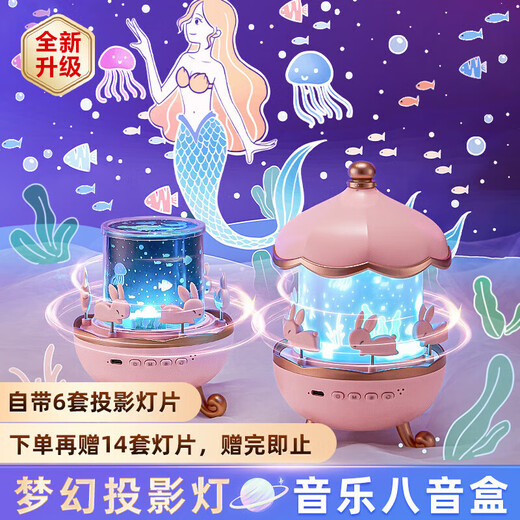 Cool fire music box girls birthday gift 6-10 little girls music box starry sky projection lamp children's toys 3-6 years old