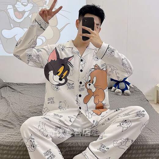 Wei Jie pajamas for boys and boys in 2025 spring and autumn new long-sleeved animation for men, large-size teenagers can wear outside [9923] L 4L [Suggested 195-218 Jin [Jin equals 0.5 kg]]