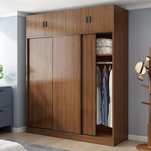 Baili Weiyi new Chinese style wardrobe home bedroom wooden combination wardrobe simple sliding door storage large wardrobe 1.8 meters main cabinet