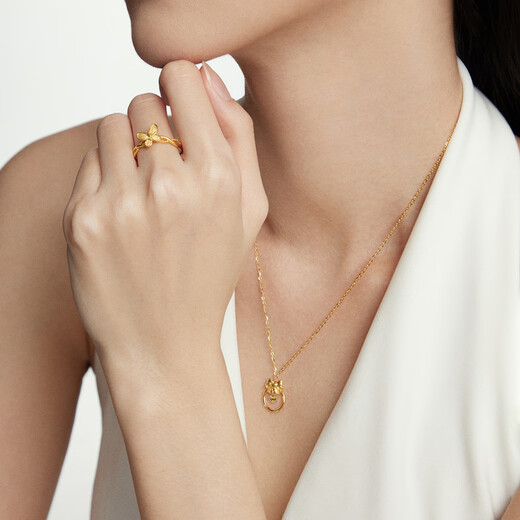 Chow Tai Fook Bow Fish Scale Love Pure Gold Pendant Gold Necklace for Women (labor fee 380) EOF1340 40cm pure gold about 3.65g