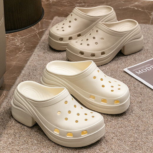 Sie genießt sie genießt Lochschuhe Frauen Beachschuhe Sandalen Sandalen dicke alleinige High Heels außerhalb von Hausschuhen TQ698 White 39/40