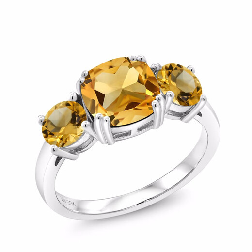 GEM STONE KING Silver Ring Women's Jewelry 925 Silver 3.9 Carat Citrine Fashion Ring for Girlfriend Chinese Valentine's Day Gift Beauty No. 5