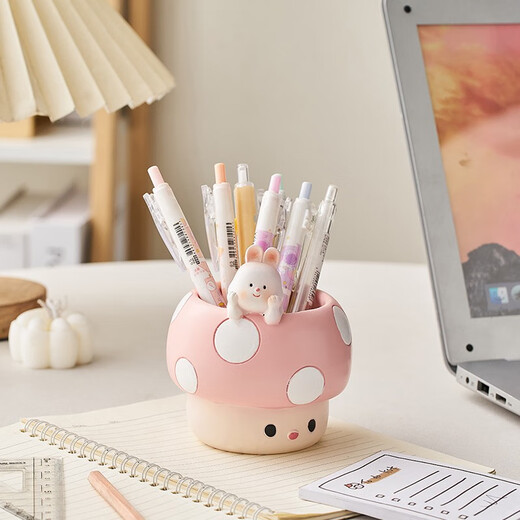 Creative and cute and interesting resin pen holder storage box student desktop small children boy and girl cartoon decoration ornaments resin fun mushroom pen holder-Panda