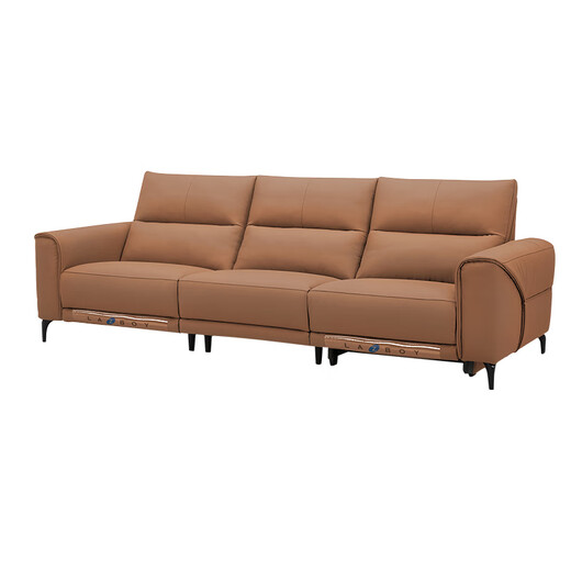 Lezhibao Lazboy en cuir art canapé salon zéro contre le mur renversé 2025 Nouvelle fonction électrique Sunset Avenue 677 Sunset orange-2,75m-grand-3 personnes doubles électriques
