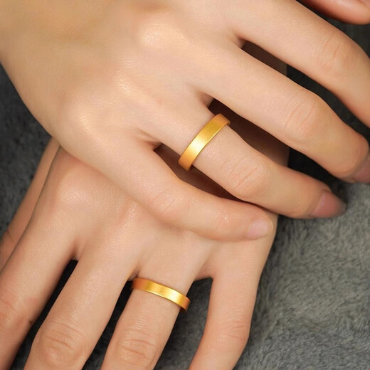Kuang Yi Shuibei gold safe and sound ring 999 pure gold covered with silver ancient method ring ring for men and women couple safe and sound ring gold 0.6 grams 5D hard No. 21