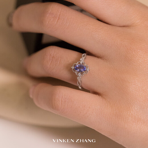 VINKENZHANG retro French light luxury exquisite dreamy blue purple natural tanzanite 925 sterling silver ring ring