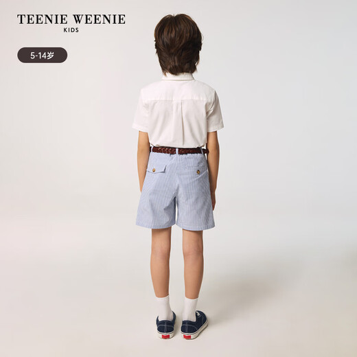 Teenie Weenie Kids Bear Children's Clothing Boys Classic Casual Oxford Short-Sleeved Shirt Off-White 140 cm