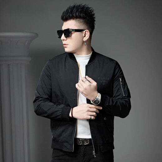 Aoshengte Light Luxury Herren -Freizeitjacke trendy und gutaussehend 2025 Neue Spring Baseball Jacke Herren Spring Top 9227# Black XL 52/175