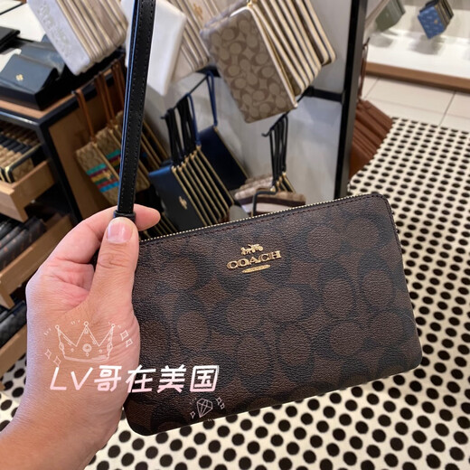 Coach (COACH) United States purchasing Coach women's bag genuine leather PVC classic logo single zipper clutch handbag handbag 1. No need to wait for black 3888