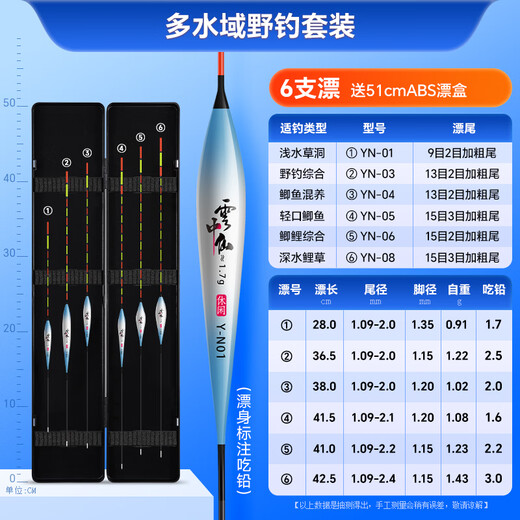 Xiaofengxian Wild Fishing Float Set, Luminous Float, Sensitive, Full Set, Bold, Eye-catching, Multi-water Area, Day and Night, Bite Hook, Color-Changing Float, 6 Small Bold, Multi-water Area Wild Fishing Set, ABS Float Box