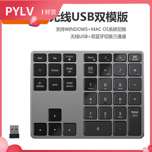 PYLV computer numeric keypad wireless Bluetooth touch numeric keypad metal alloy backlight rechargeable silent keyboard 26-key numeric keypad silver rechargeable - with currency symbols None