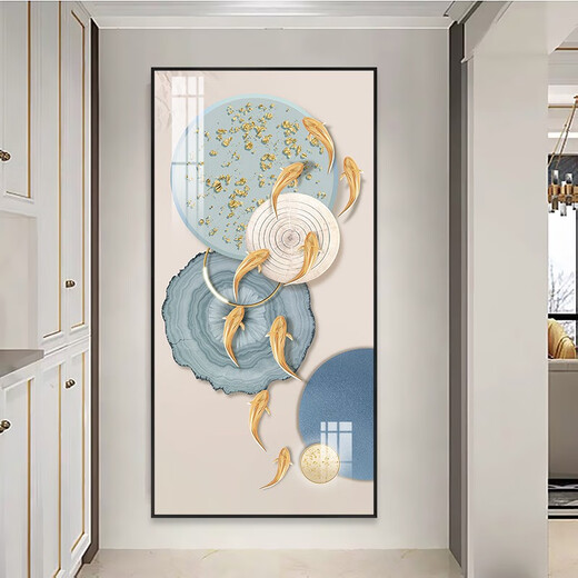 New style abstract decoration painting of Jiuyu Picture Modern minimalist style corridor aisle background wall hanging painting crystal porcelain mural TXMG11143 70*140 wall width 90-100cm elegant black aluminum composite