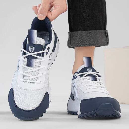 Musketeer 2025 printemps et été new kong kong style clair luxe mode polyvalent d'absorption de choc pour hommes et femmes de style couple non glissant les baskets décontractées sans glissement blanches et bleues-9928 [biens européens haut de gamme] 36