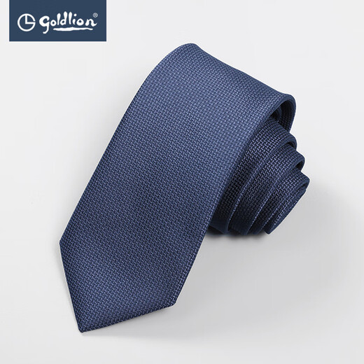 Goldlion 2025 Men's new exquisite and versatile business casual color woven high light luxury high-end formal wear tie gift box Royal blue-85K7