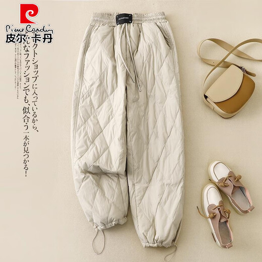 Pierre Cardin Northeast minus 40 degrees cold-proof down cotton pants for women to wear in winter 2025 new thickened and warm ski pants apricot down pants for women to wear in winter minus 40 degrees M