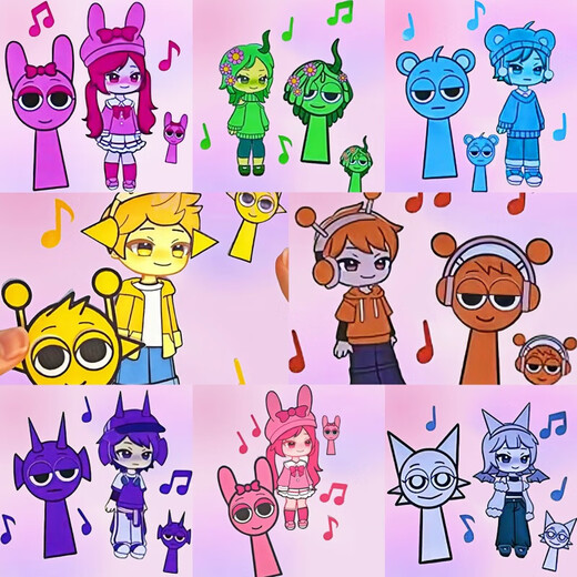 Weineng (weineng) 2025 rhythm box quiet book free clip sticker girl DIY fun dress-up handmade materials toy hand account Nezha 2 face change sticker 8 A style