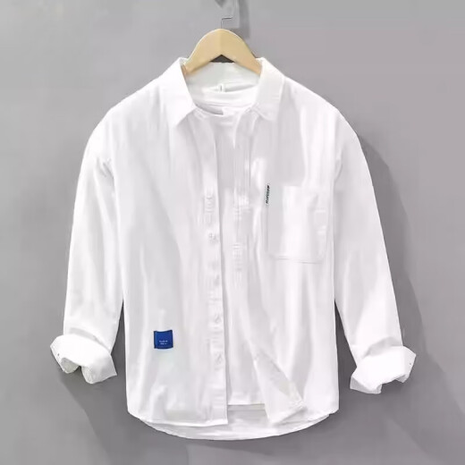 森马（Semir）青少年感长袖衬衣男潮牌棉衬衫春秋季工装外套2025新款上衣 6625杏色 M