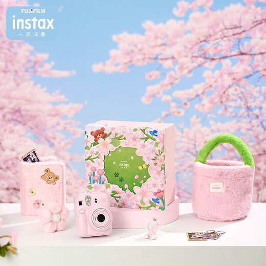 Imaging Fujifilm instant camera instax mini12 exquisite gift box set one-time imaging camera mini11/7/9 upgrade model instant holiday birthday gift cherry pink gift box set (Sakura Baby) contains 10 sheets of paper