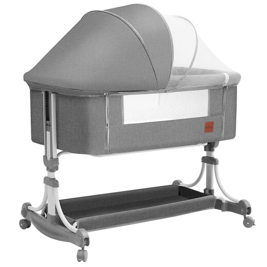 Beilibon Multifunktionsfaltbares Krippe Abnehmbares tragbares neugeborenes Krippen Europäischer Baby Shaker kann grau verbessert werden (Brown Pad