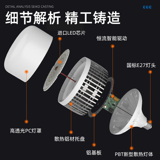 Biuyum led light bulb factory warehouse high power energy saving light bulb high brightness fin cooling light bulb 150w E27 screw white light 6000k