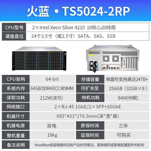 
Hoodblue TS5000-2RP network storage server TS5024-2RP-288TB