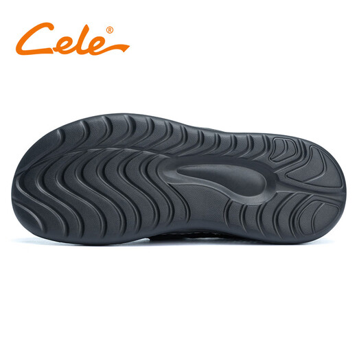 策乐网面鞋男2025夏季新款大网眼透气男士轻便套脚鞋子舒适宽头男鞋 黑色 42