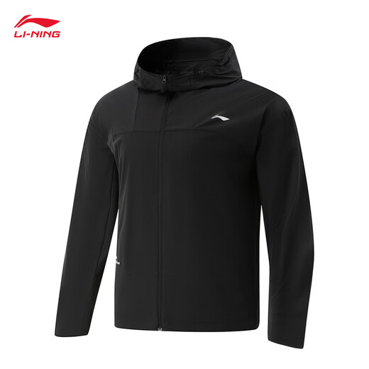 Li Ning original yarn sun protection clothes hooded sports windbreaker men's anti-exposure and cool feeling fashionable printed summer casual jacket [cool sun protection] black 603-2 L