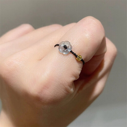 Youqianhua Unique Flower Coin Braided Rope Ring Women's Niche Design Simple Ring Adjustable Youqianhua Black Ring Adjustable One Size